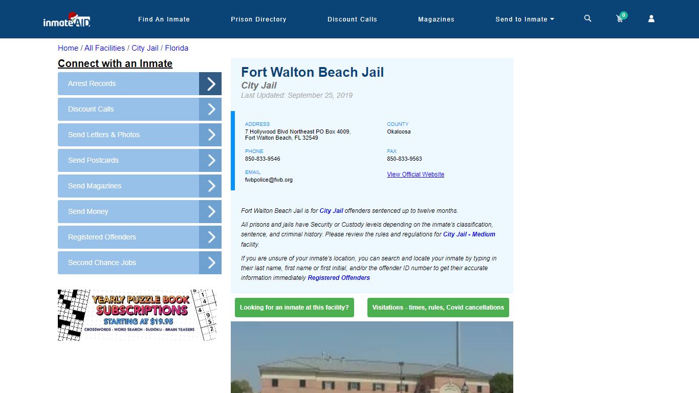 Fort Walton Beach Jail | Inmate Locator